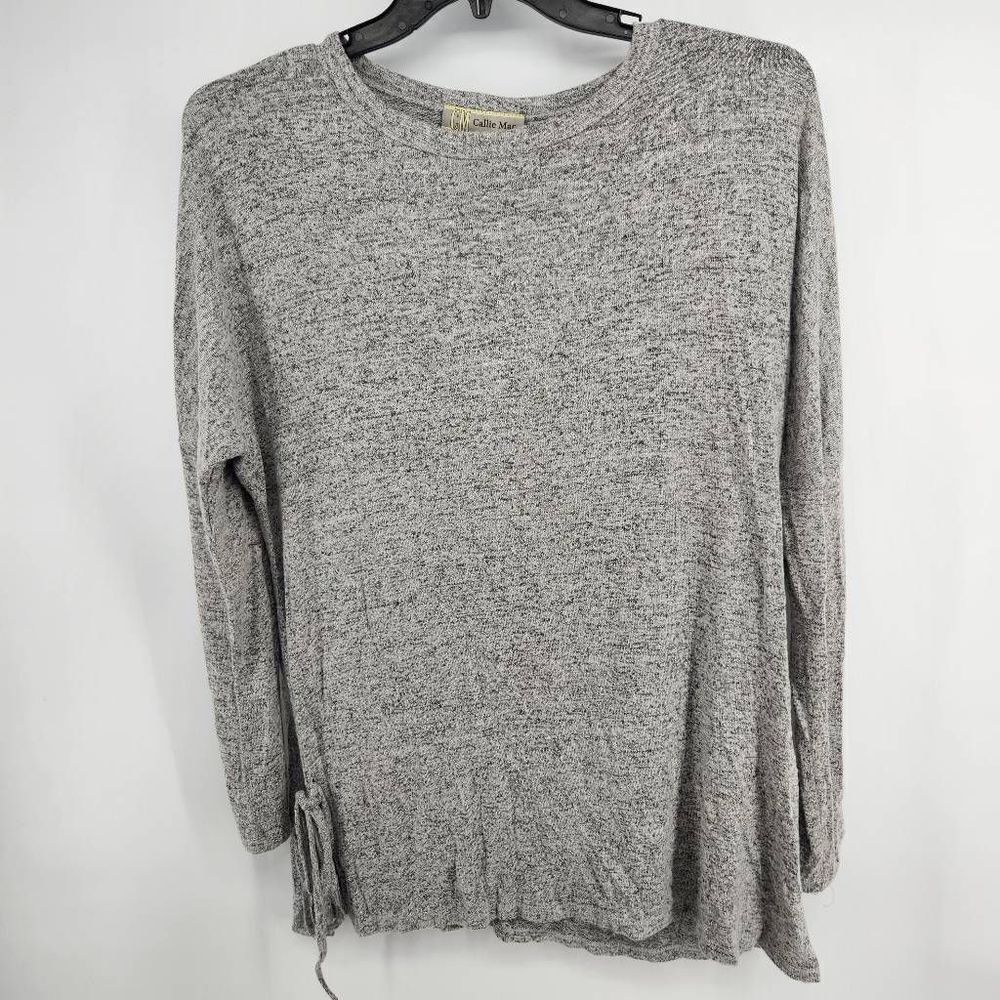 Callie Mac Grey Side Tie Tunic Sweater Women's Medium